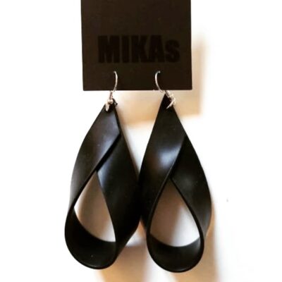 Classic Black Rubber Drop Earrings by MIKAs Designs